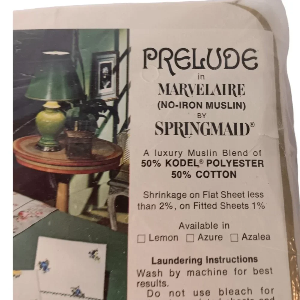 Vintage Springmaid Rose Flat Sheet Full Double Prelude No-Iron Marvelaire New